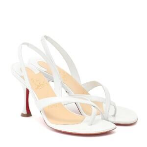 Christian Louboutin Taralita White Leather Slingback Thong Sandal Heels 36.5